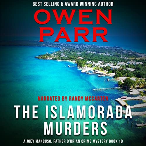 The Islamorada Murders Audiobook Cover featuring a florida coastline and greenish blue water